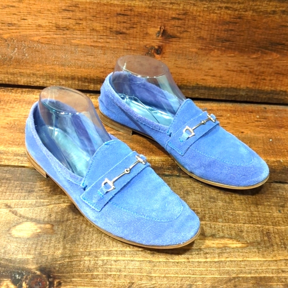 Topshop Periwinkle Suede Leather Loafers - EUR Size 39 - Picture 2 of 11